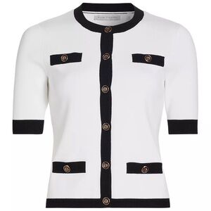 Elie Tahari Black and White Button-Down Top